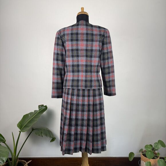 Vintage Pendleton Plaid Blazer Skirt Suit Set | 100% Wool 80s 90s Two-Piece Set - Picture 7 of 10